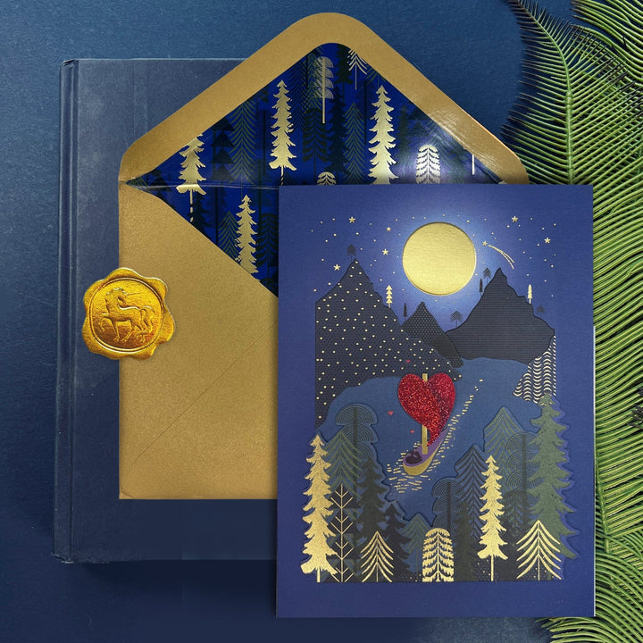 Niquea.D Cards Boat Scene at Night Anniversary Card