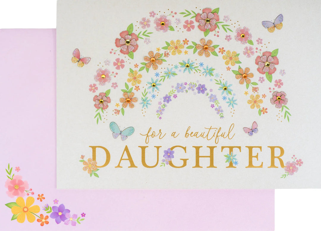 Niquea.D Cards Daughter Flower Rainbow Birthday Card
