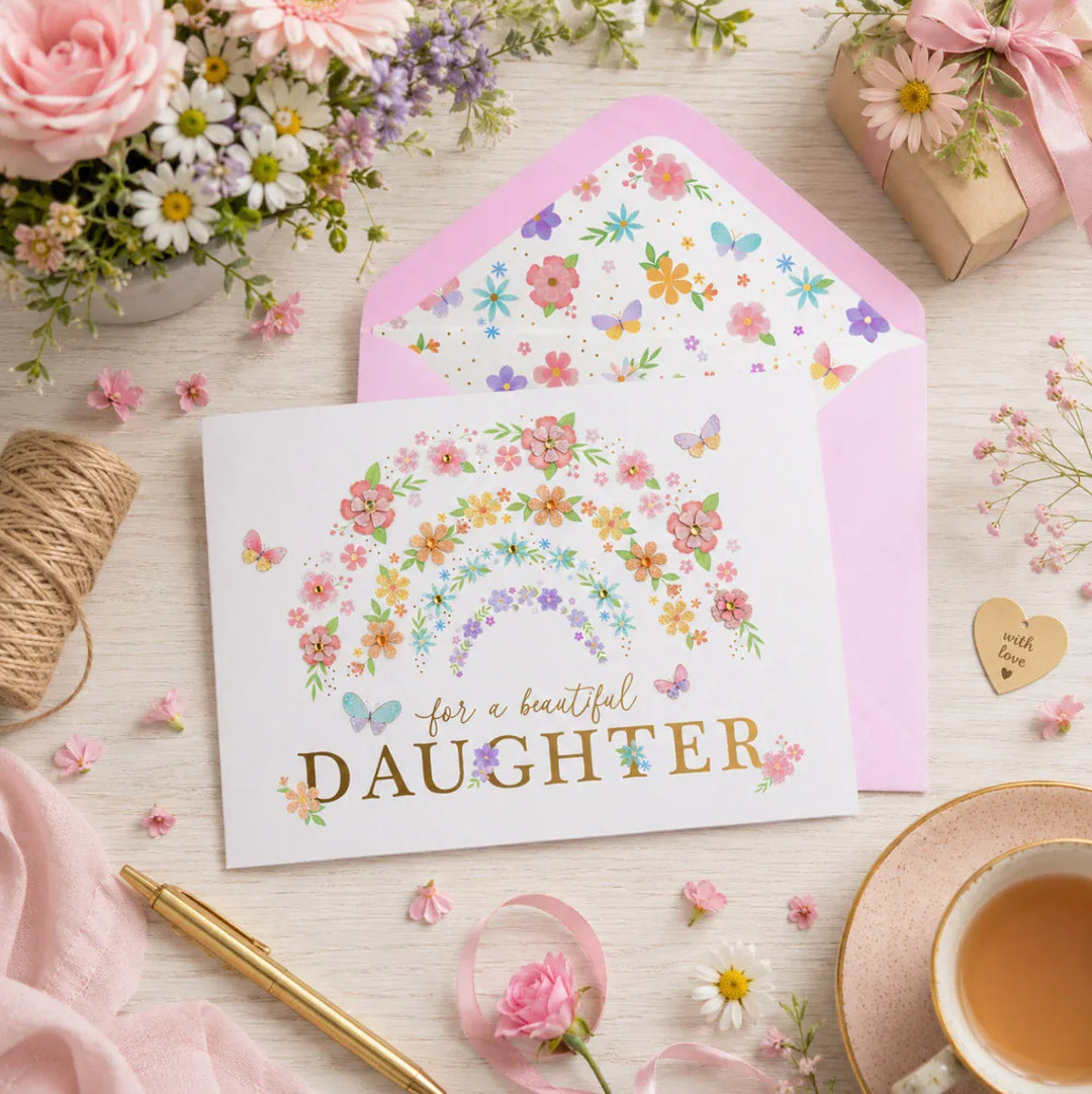 Niquea.D Cards Daughter Flower Rainbow Birthday Card