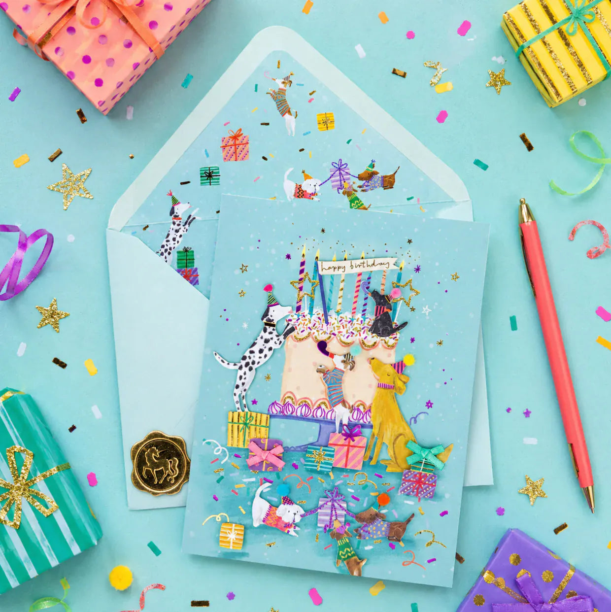 Niquea.D Cards Dogs With Cake Birthday Card