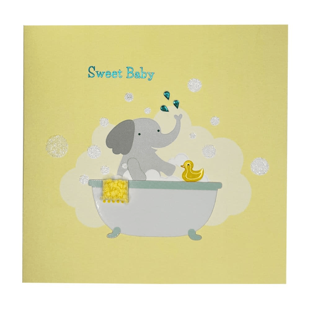 Niquea.D Cards Elephant in Bath Tub Baby Card