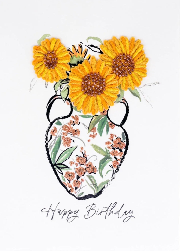 Niquea.D Cards Embroidered Sunflowers Birthday Card