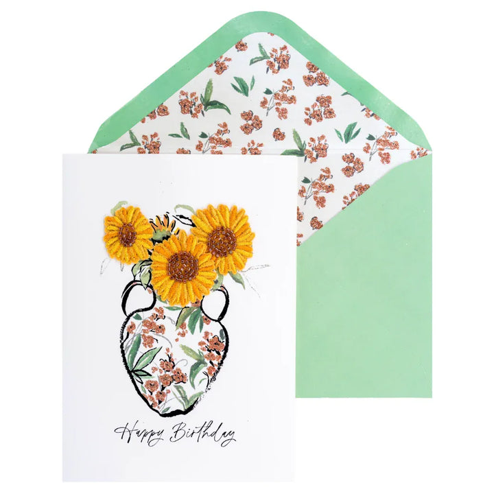 Niquea.D Cards Embroidered Sunflowers Birthday Card