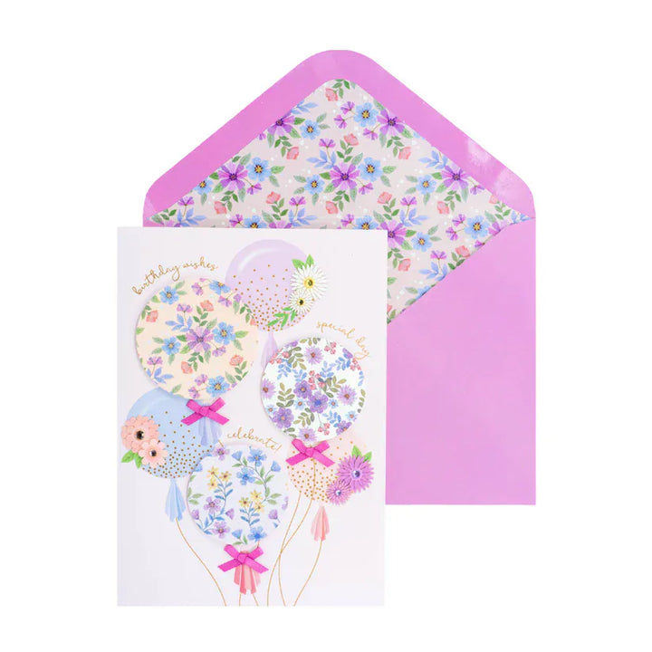 Niquea.D Cards Floral Balloons Birthday Card