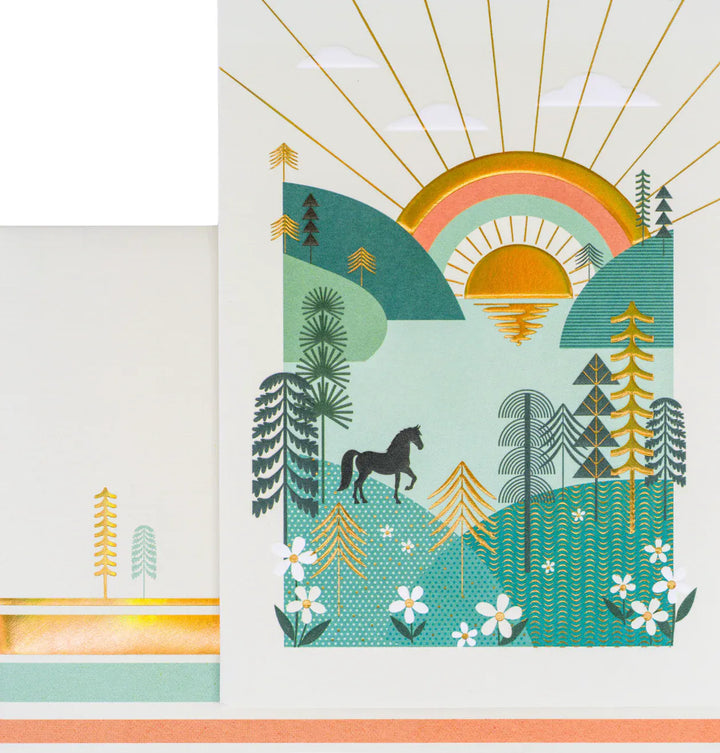 Niquea.D Cards Green Hills With Horse Birthday Card