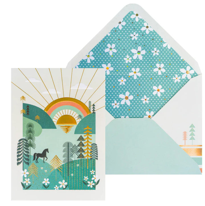 Niquea.D Cards Green Hills With Horse Birthday Card
