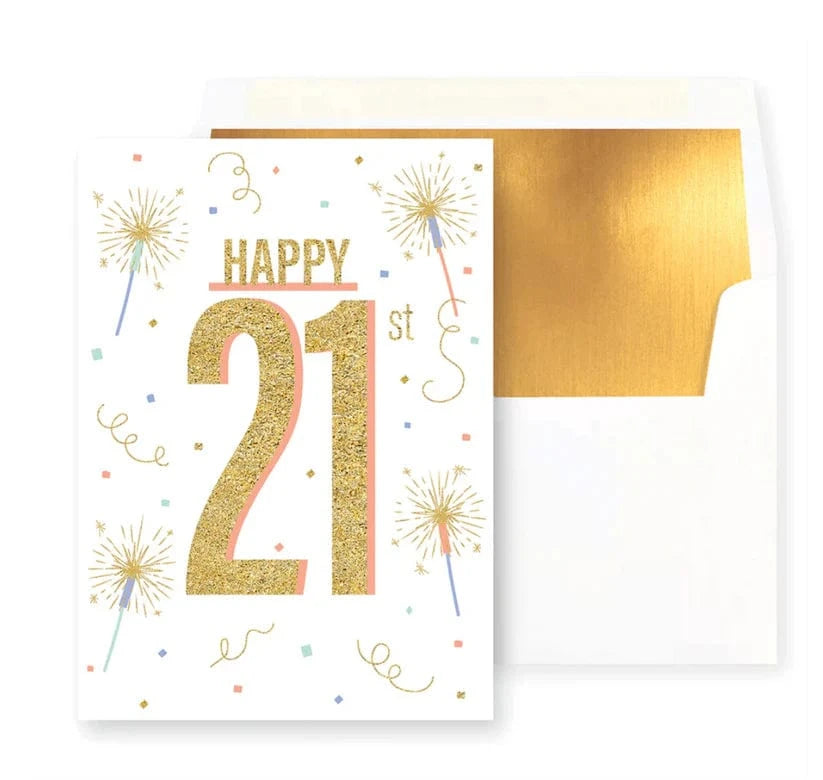 Niquea.D Cards Happy 21st Confetti Sparklers Birthday Card