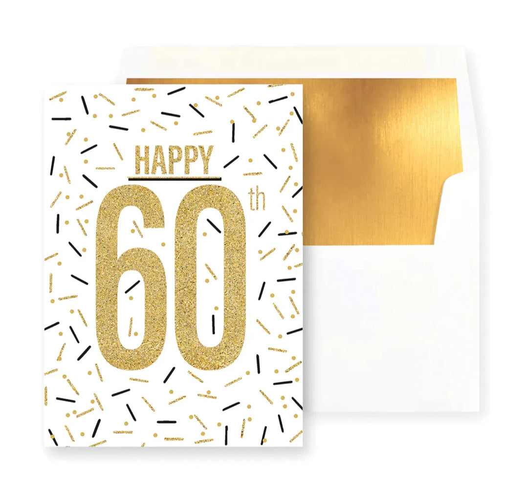Niquea.D Cards Happy 60th Black and Gold Sprinkles Birthday Card