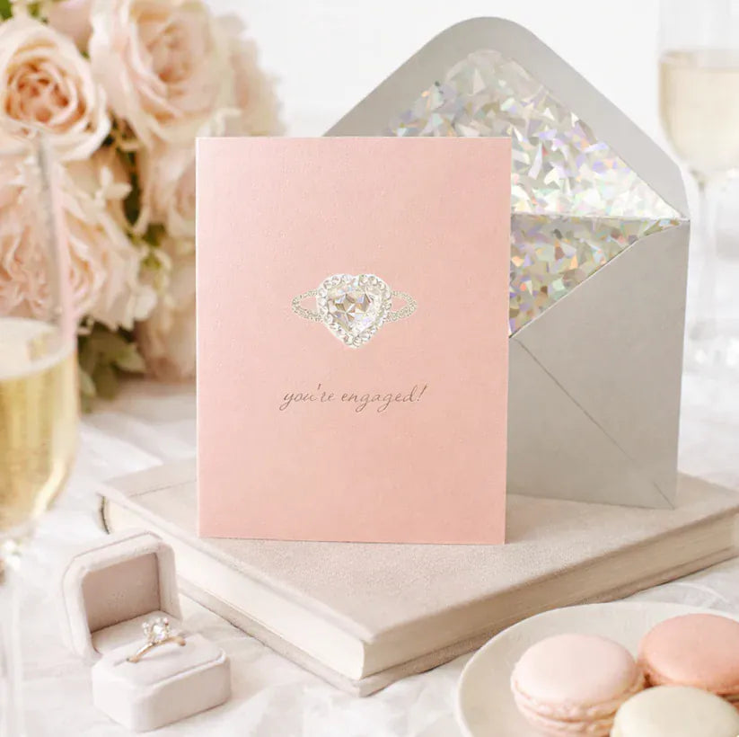 Niquea.D Cards Heart Shaped Diamond Ring Engagement Wedding Card