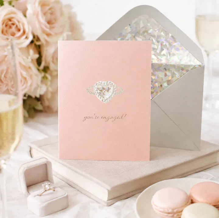 Niquea.D Cards Heart Shaped Diamond Ring Engagement Wedding Card