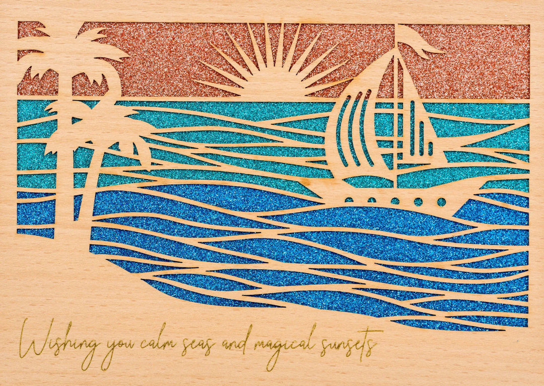 Niquea.D Cards Laser Cut Sailboat &amp; Waves Birthday Card