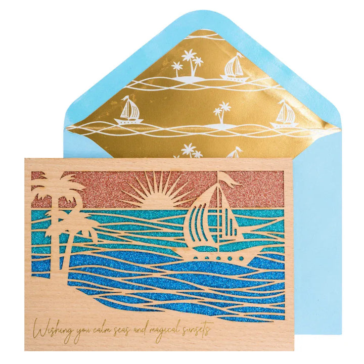 Niquea.D Cards Laser Cut Sailboat &amp; Waves Birthday Card
