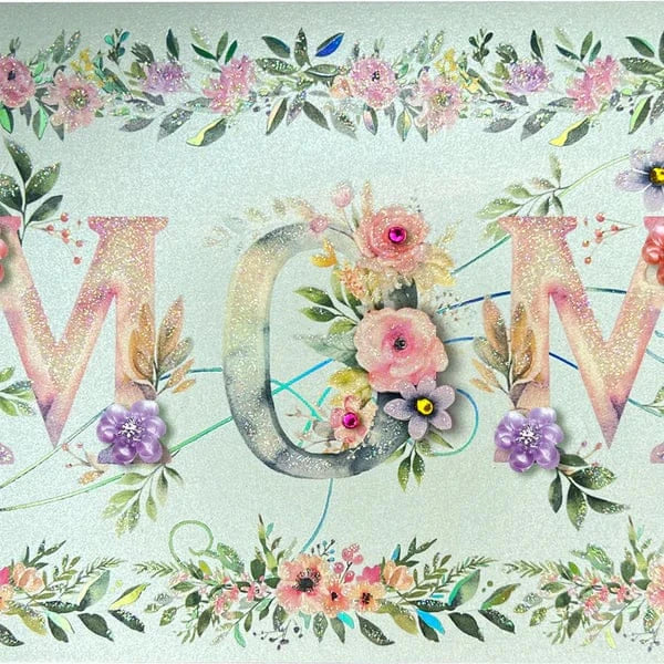 Niquea.D Cards MOM Lettering with Vellum Flowers Mother's Day Card