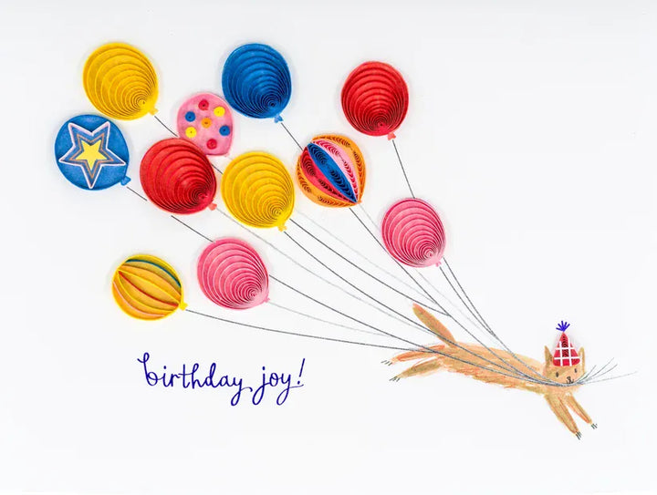 Niquea.D Cards Quilled Cat with Balloons Birthday Card