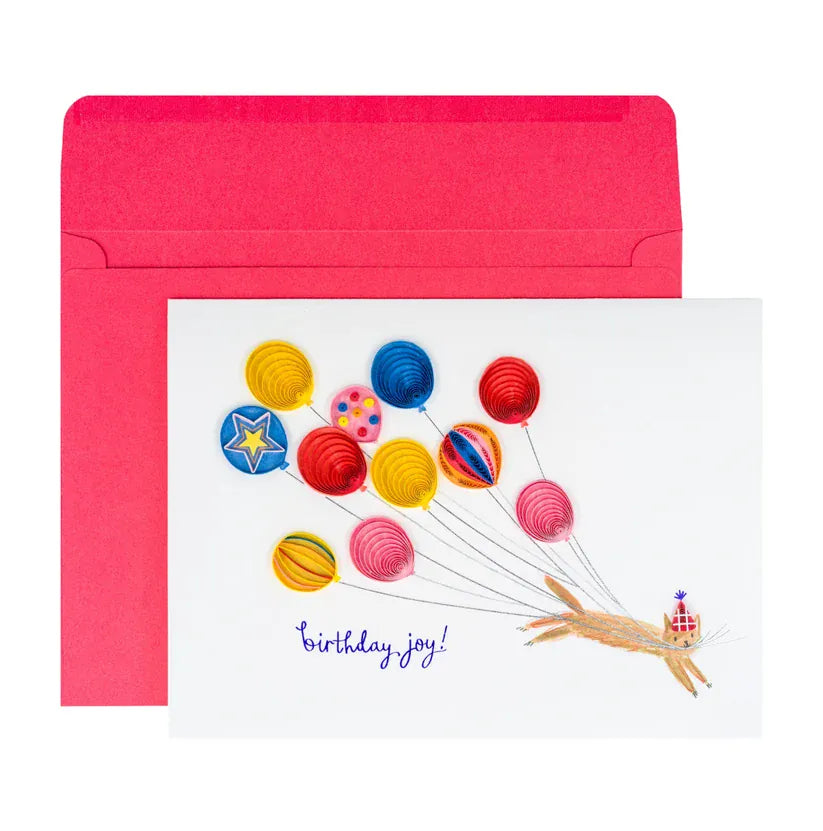 Niquea.D Cards Quilled Cat with Balloons Birthday Card