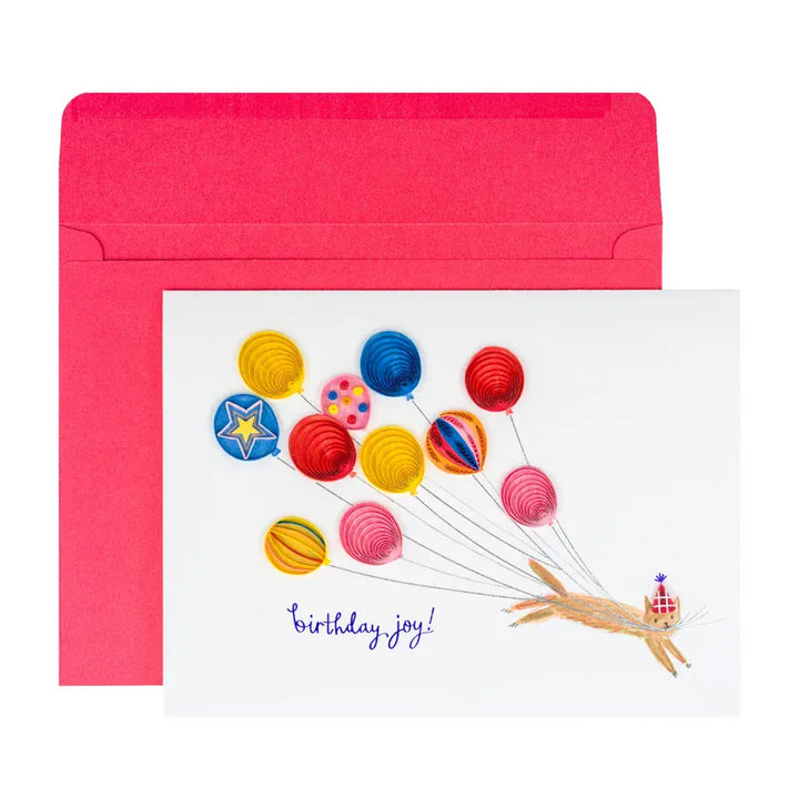Niquea.D Cards Quilled Cat with Balloons Birthday Card