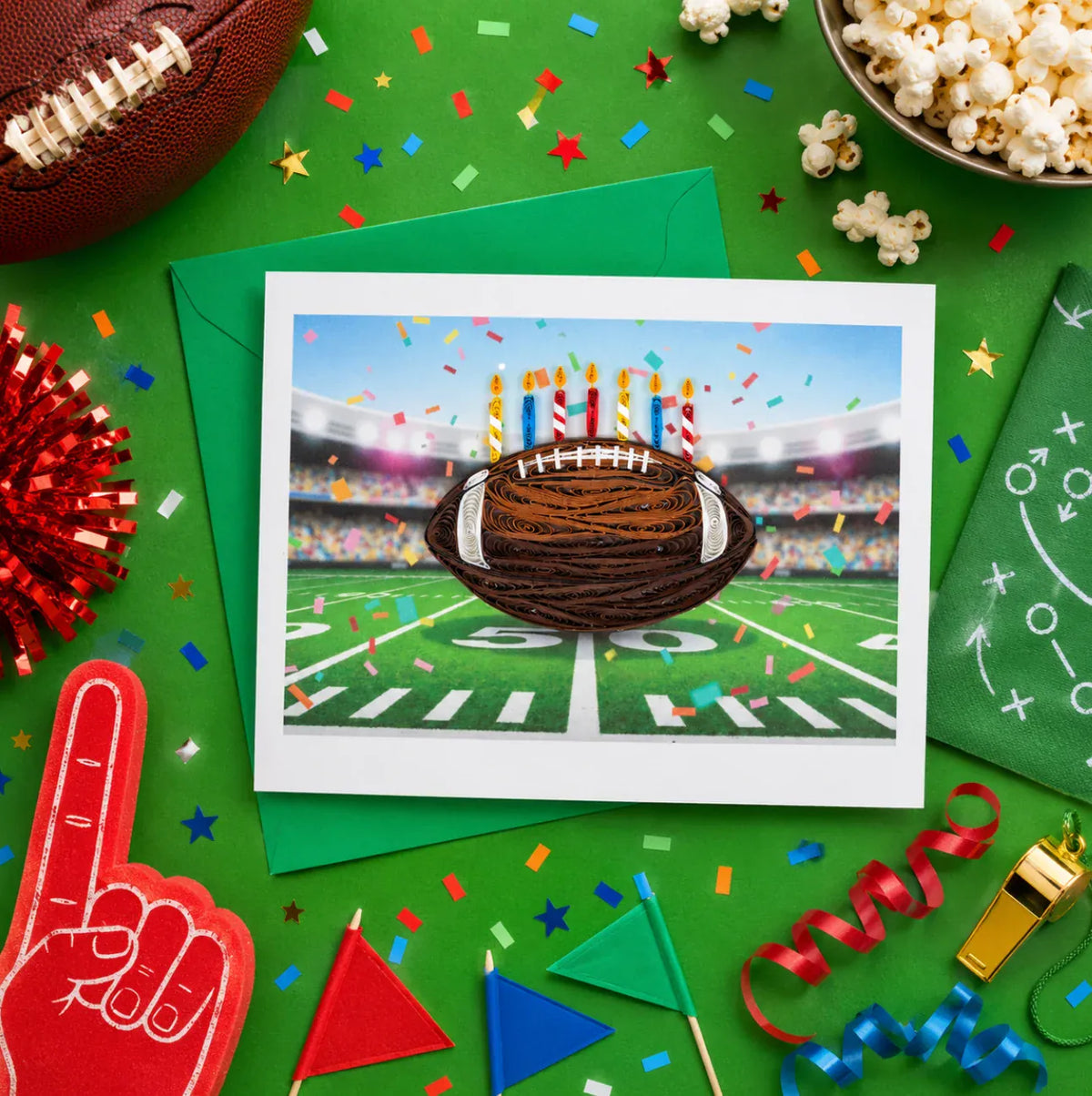 Niquea.D Cards Quilled Football with Candles Birthday Card