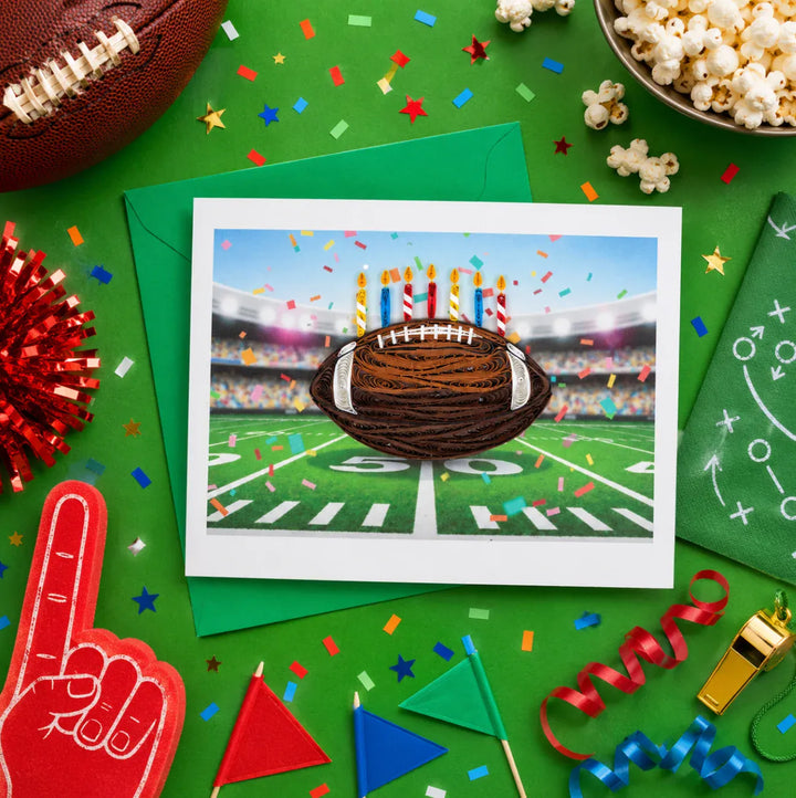 Niquea.D Cards Quilled Football with Candles Birthday Card