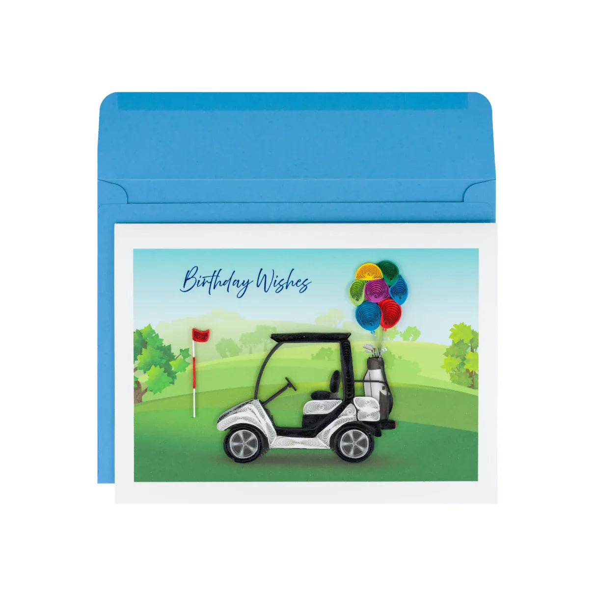 Niquea.D Cards Quilled Golf Cart and Balloons Birthday Card