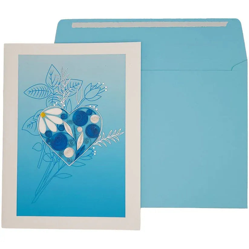 Niquea.D Cards Quilled Heart On Blue Blank Card