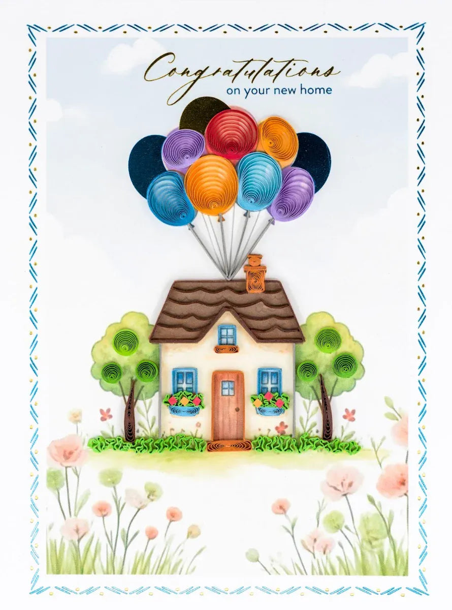 Niquea.D Cards Quilled House &amp; Balloons New Home Card