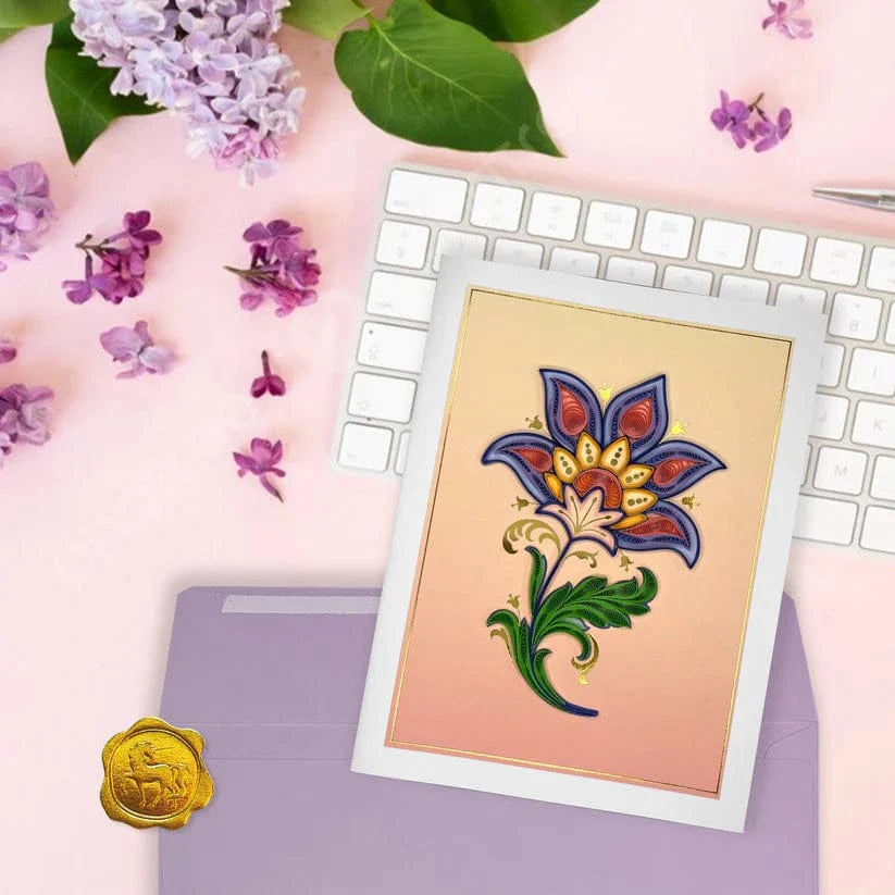 Niquea.D Cards Quilled Jacobean Flower Card Blank Card
