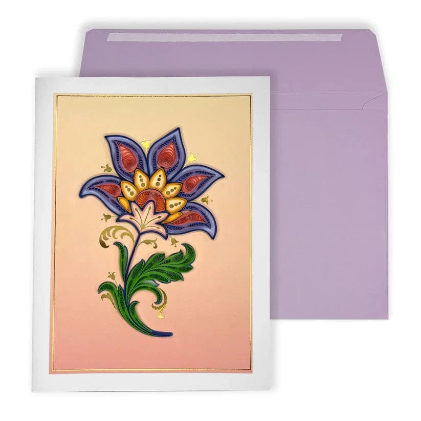 Niquea.D Cards Quilled Jacobean Flower Card Blank Card