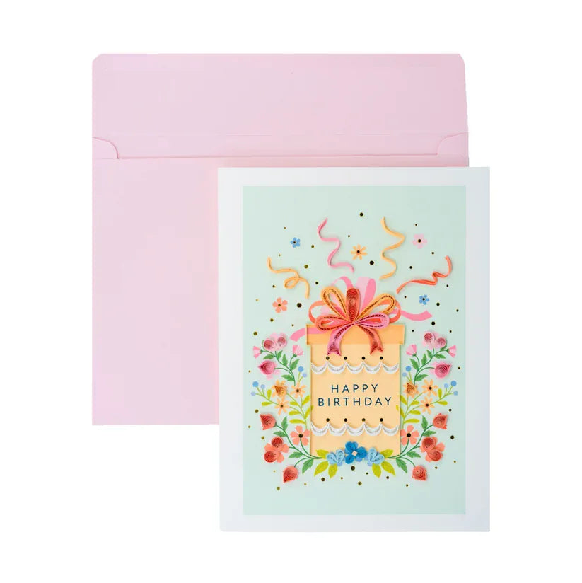 Niquea.D Cards Quilled Present and Flowers Birthday Card