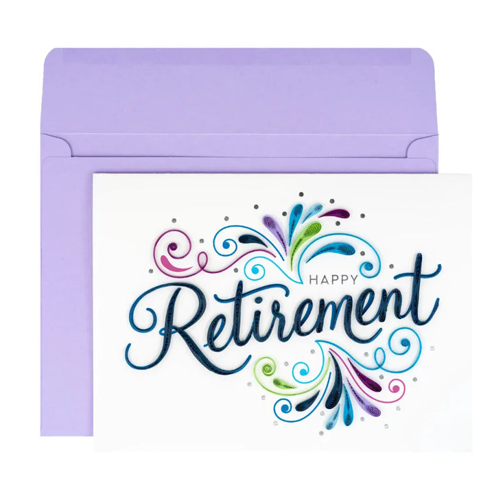 Niquea.D Cards Quilled Retirement Lettering Retirement Card