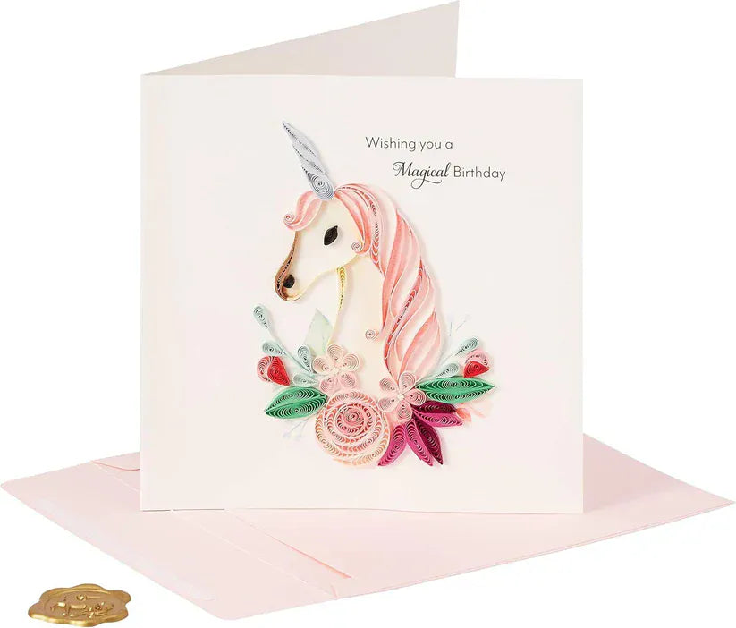 Niquea.D Cards Quilled Unicorn Birthday Card