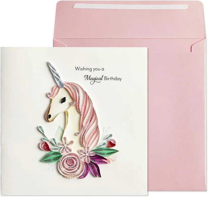 Niquea.D Cards Quilled Unicorn Birthday Card