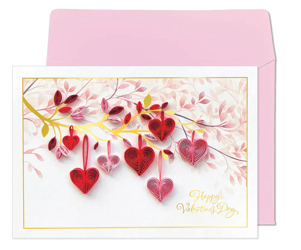Niquea.D Cards Quilling Branch with Hearts Valentine's Day Card