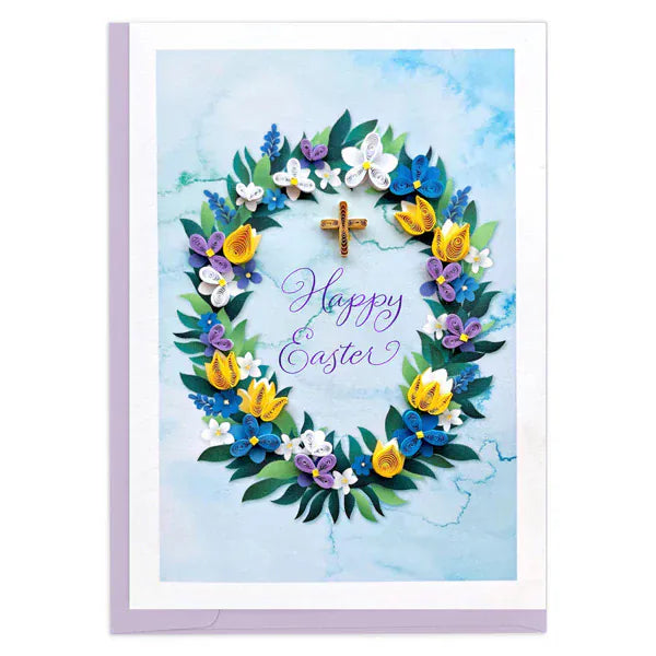 Niquea.D Cards Quilling Wreath with Cross Easter Card