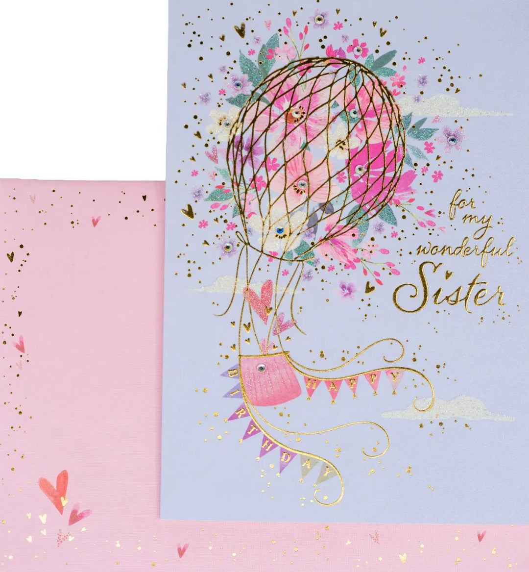 Niquea.D Cards Sister Flower Balloon Birthday Card