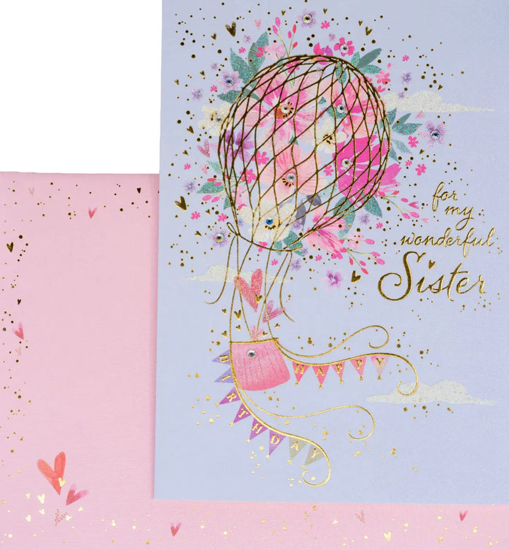 Niquea.D Cards Sister Flower Balloon Birthday Card