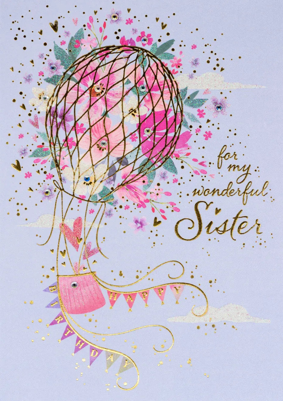Niquea.D Cards Sister Flower Balloon Birthday Card
