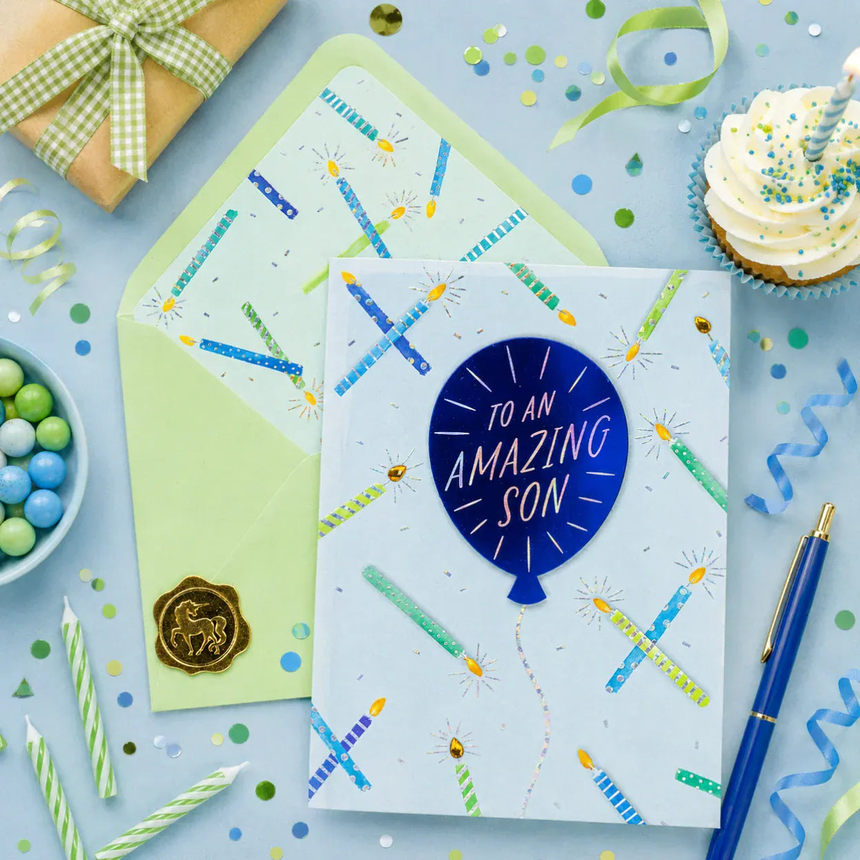 Niquea.D Cards Son Balloons and Confetti Birthday Card