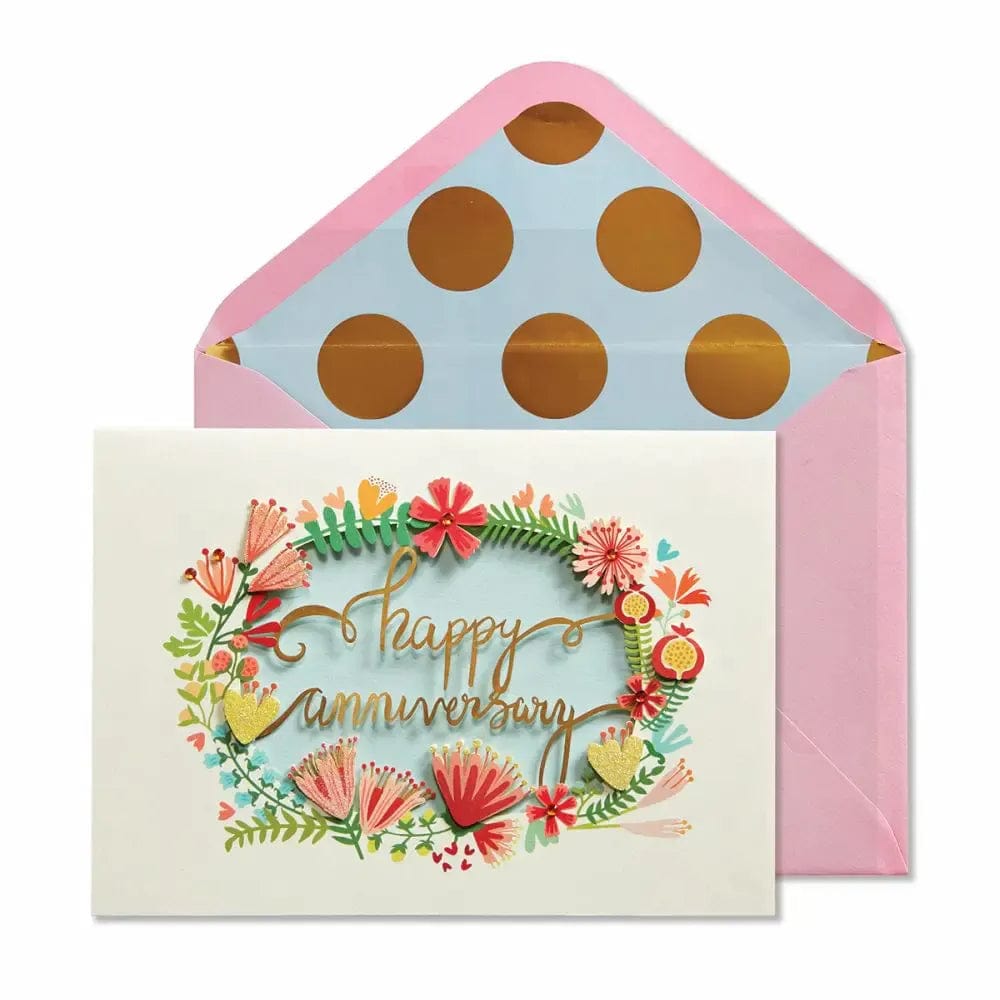 Niquea.D Single Card Pink Floral Wreath Anniversary Card
