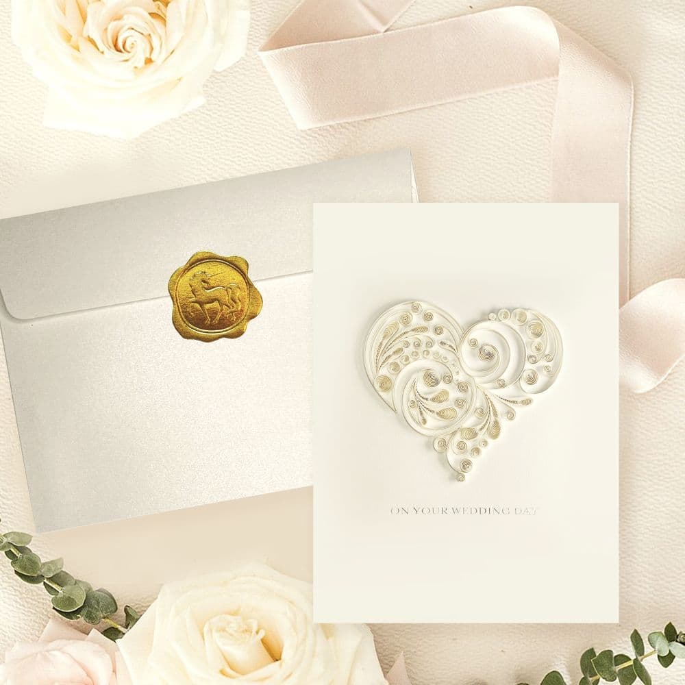 Niquea.D Wedding Quilled Ivory Heart Wedding Card