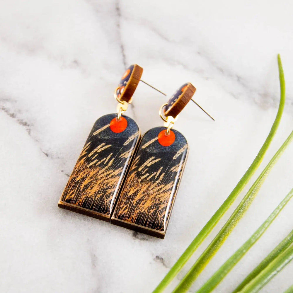 No Man's Land Artifacts Earrings Harvest Wheat Field Drop Post Earrings