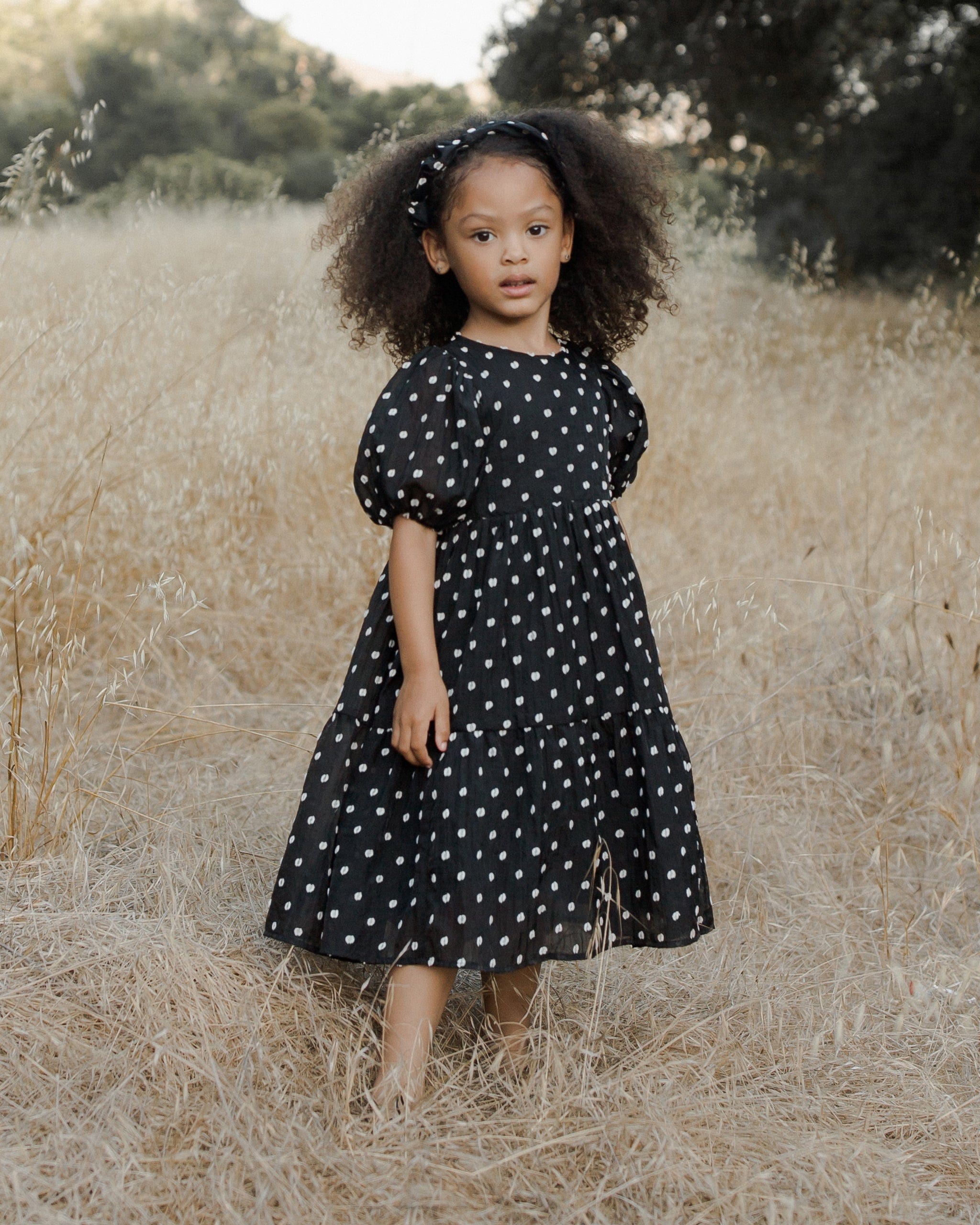 Chloe Dress Black  Ivory Dot – Paper Luxe