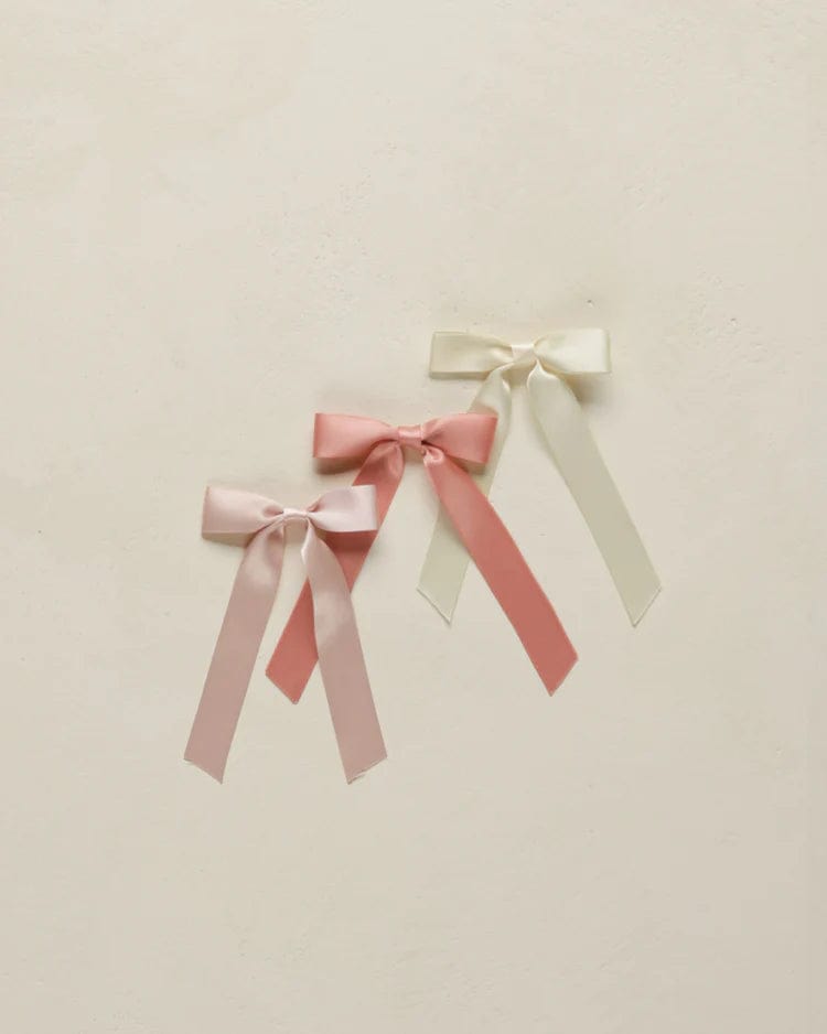 Noralee Bow Satin Bows, Set of 3 - Bubblegum, Lipstick, Natural