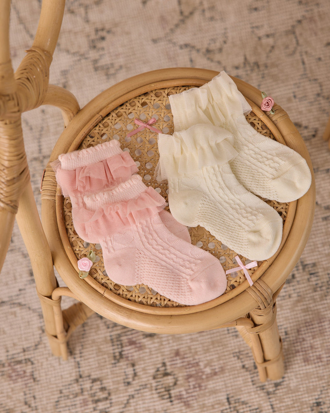 Noralee Ruffle Socks | Ivory, Blush