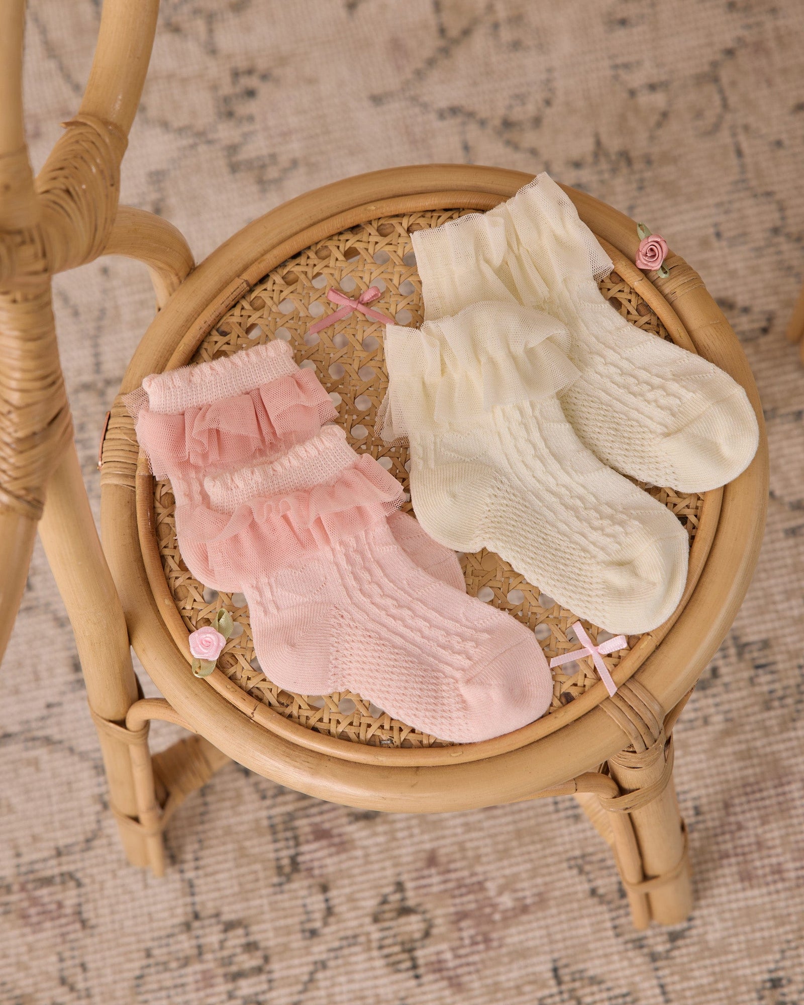 Noralee Ruffle Socks | Ivory, Blush