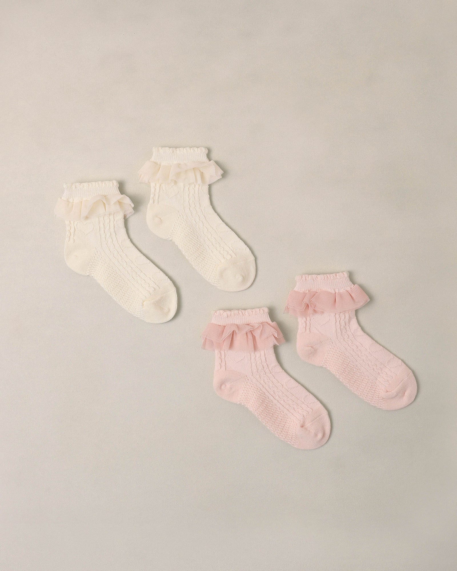 Noralee Ruffle Socks | Ivory, Blush