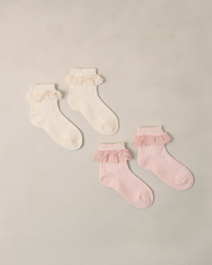 Noralee Ruffle Socks | Ivory, Blush