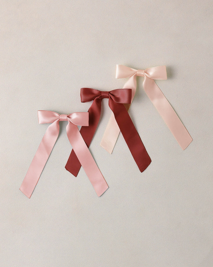 Noralee Satin Ribbon Bows | Blush, Red, Pink