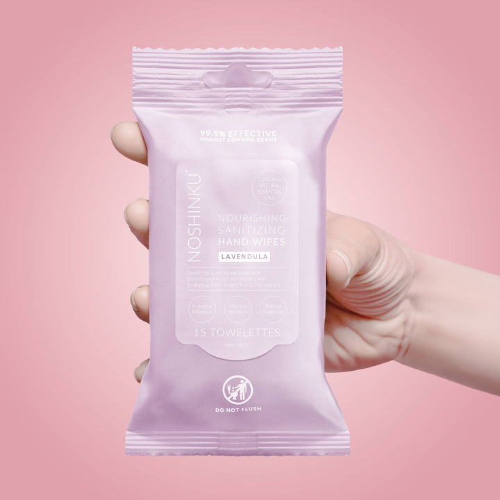 Noshinku Gifts Lavender Nourishing Hand Sanitizing Travel Wipes