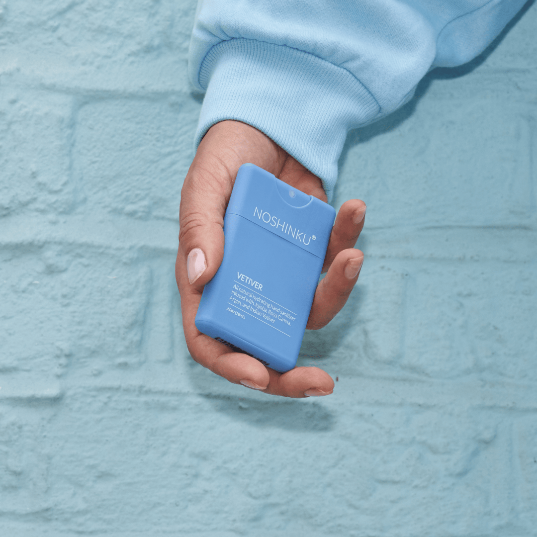 Noshinku Gifts Refillable Vetiver Patchouli Hydrating Pocket Hand Sanitizer