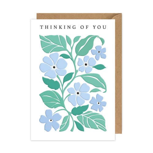 Notes & Queries Cards Blue Flower Thinking of You Greeting Card